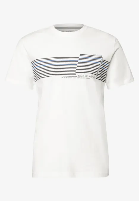 Shirt met borstprint pearl white