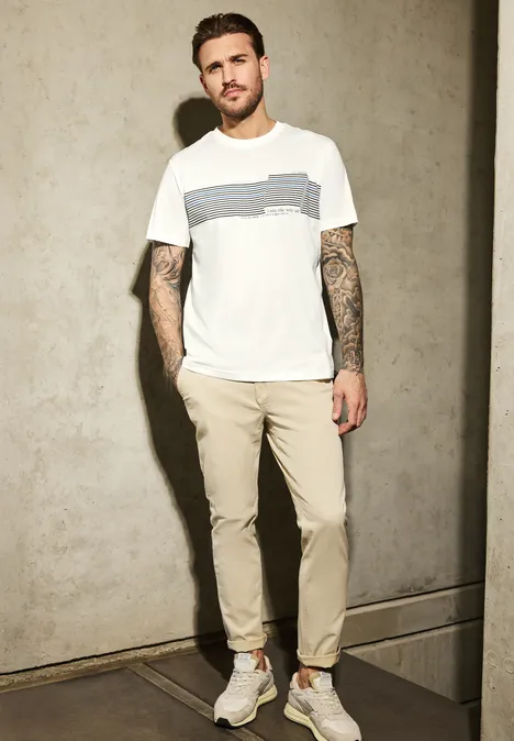 Shirt met borstprint pearl white