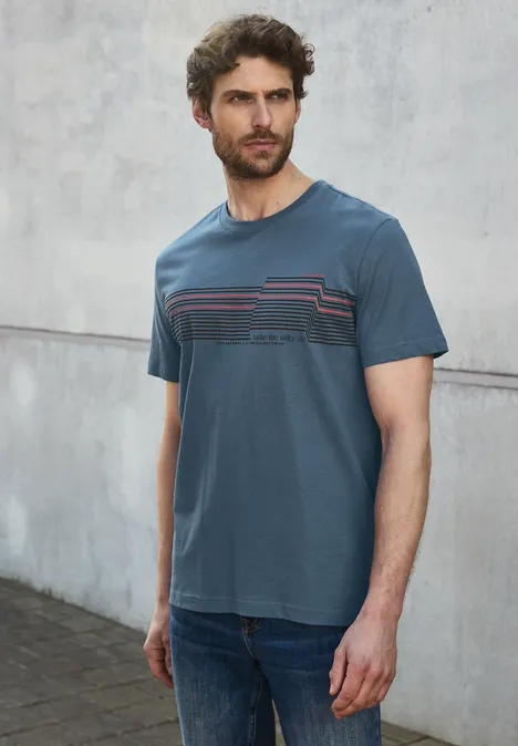Shirt met borstprint ocean blue