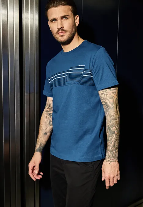 Shirt met borstprint twilight blue