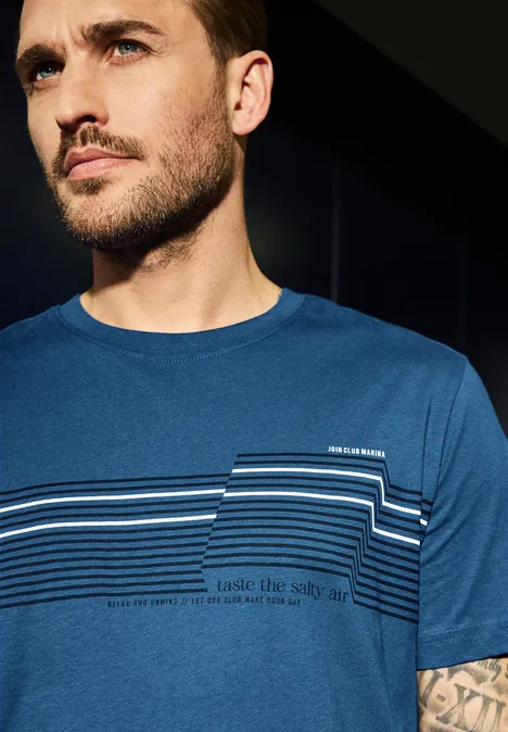 Shirt met borstprint twilight blue