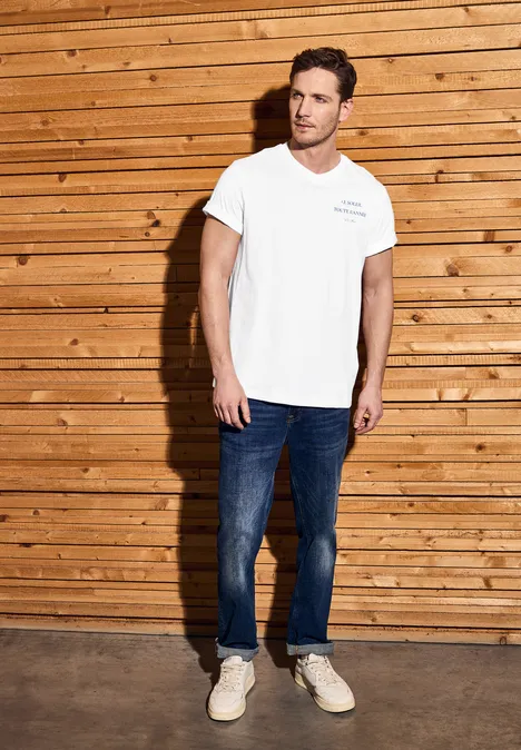 Shirt met V-hals bright white