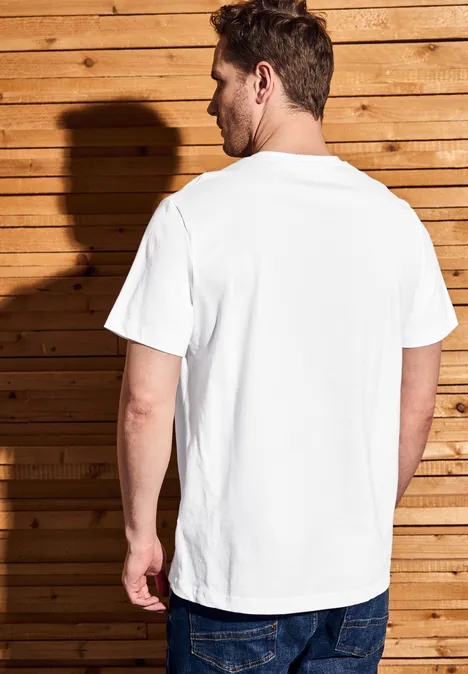 Shirt met V-hals bright white