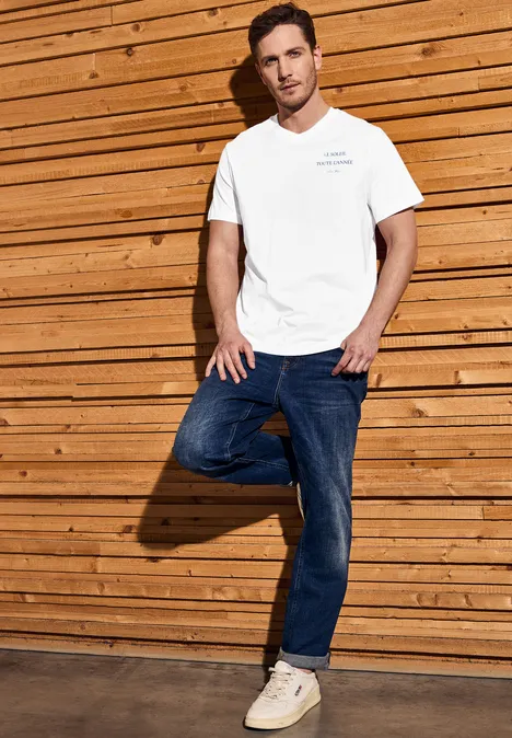 Shirt met V-hals bright white