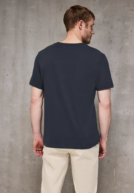 Shirt met V-hals dark ink blue