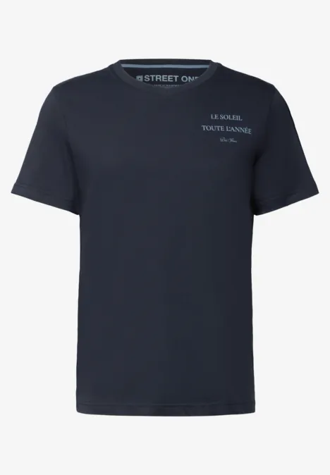 Shirt met V-hals dark ink blue