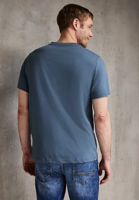 Shirt met V-hals ocean blue