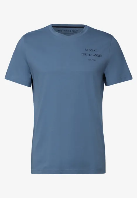 Shirt met V-hals ocean blue