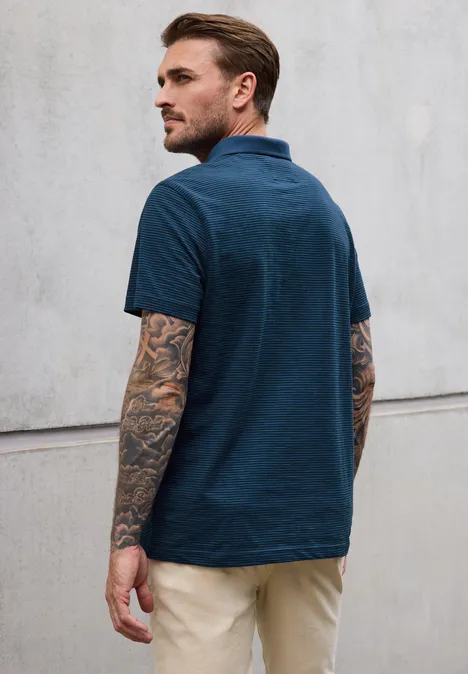Gestreept poloshirt twilight blue