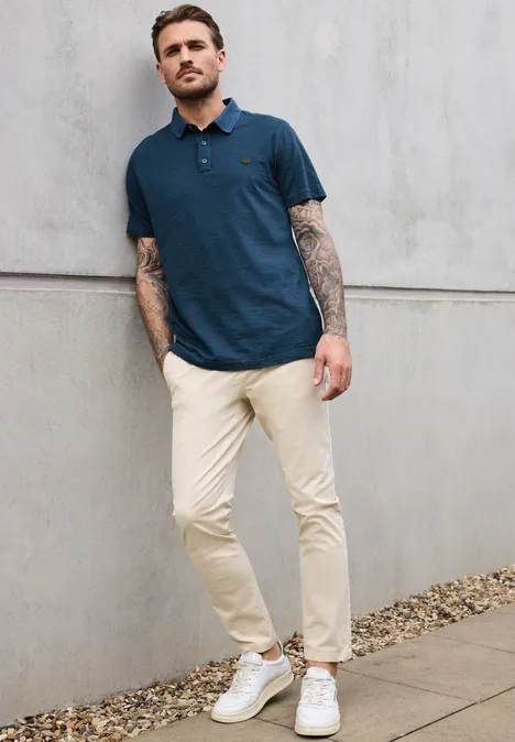 Gestreept poloshirt twilight blue