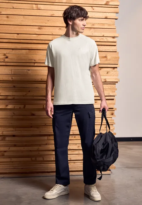 Slub Shirt in een gewassen look basic beige