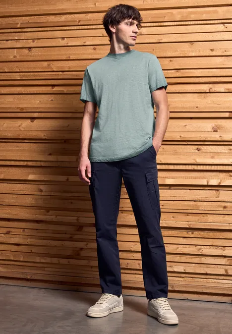 Slub Shirt in een gewassen look teal green