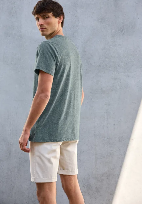 Gemêleerd Henley Shirt teal green