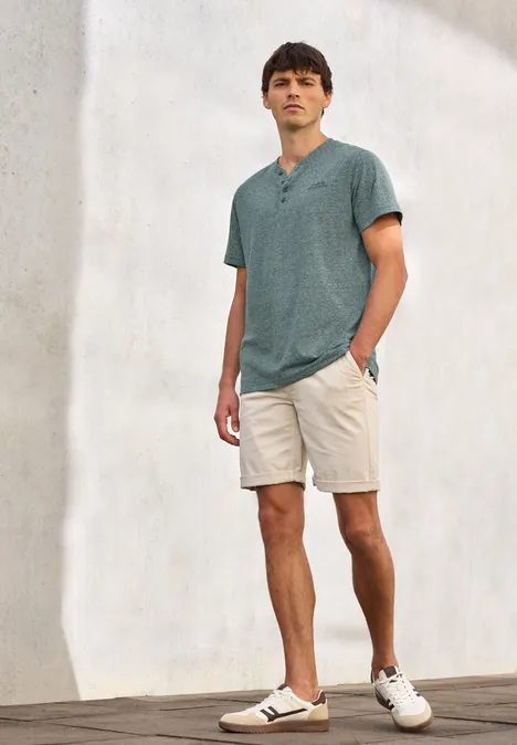 Gemêleerd Henley Shirt teal green