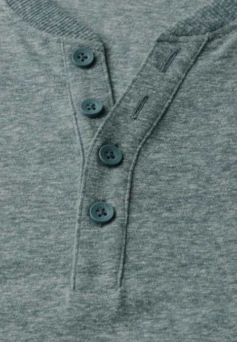 Gemêleerd Henley Shirt teal green