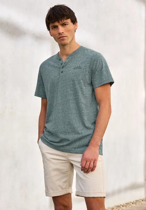 Gemêleerd Henley Shirt teal green