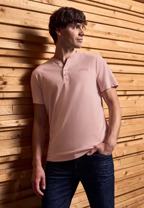 Gemêleerd Henley Shirt pastel peach