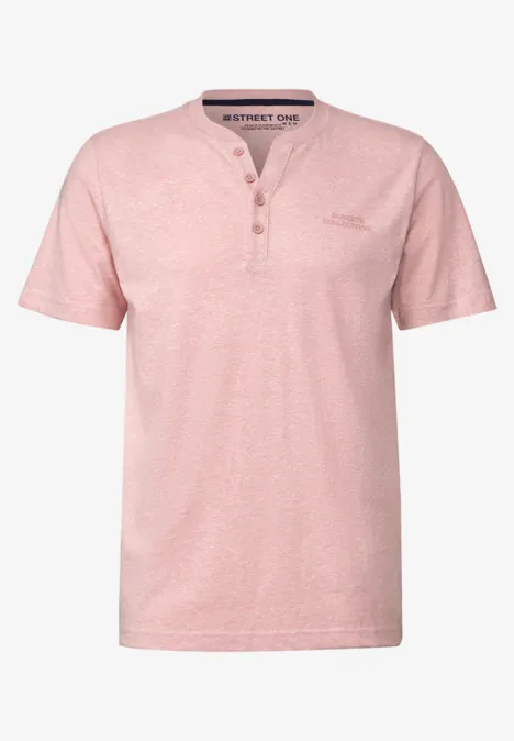 Gemêleerd Henley Shirt pastel peach