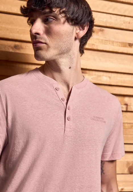 Gemêleerd Henley Shirt pastel peach