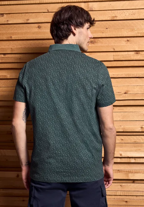 Jersey poloshirt met print teal green