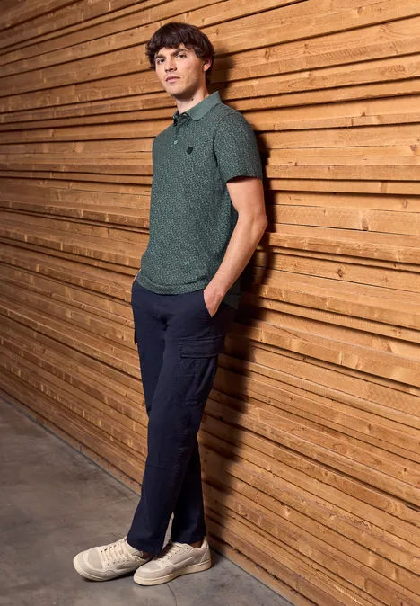 Jersey poloshirt met print teal green