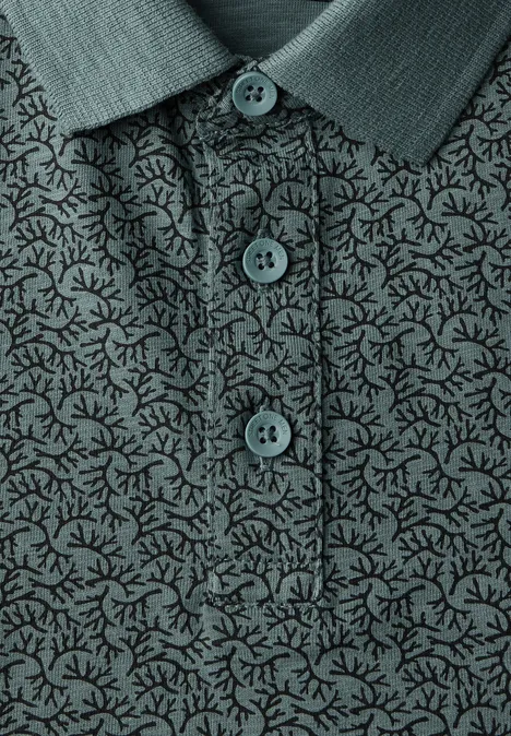 Jersey poloshirt met print teal green