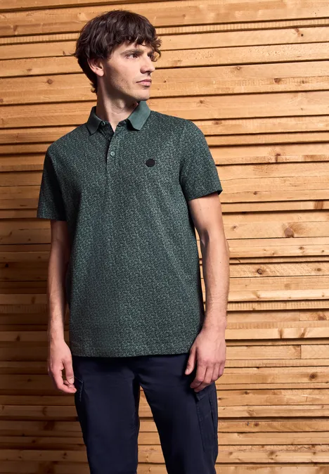 Jersey poloshirt met print teal green