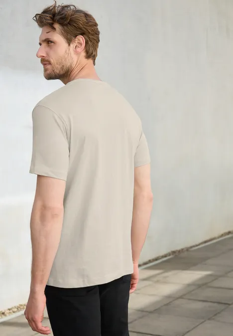 Shirt van katoen met tekst basic beige