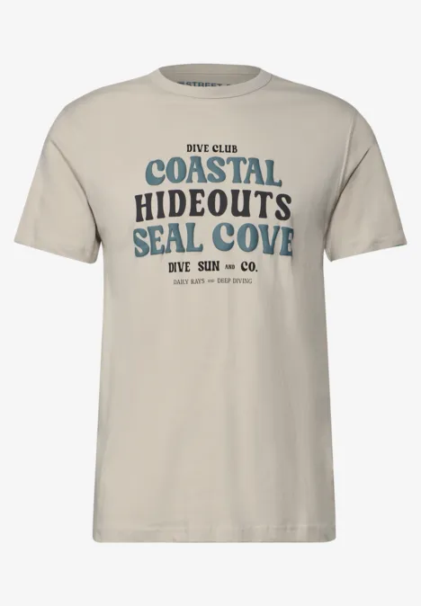 Shirt van katoen met tekst basic beige