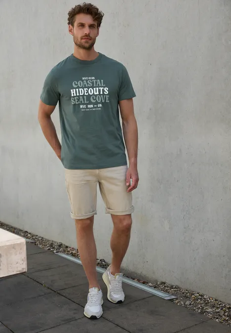 Shirt van katoen met tekst teal green