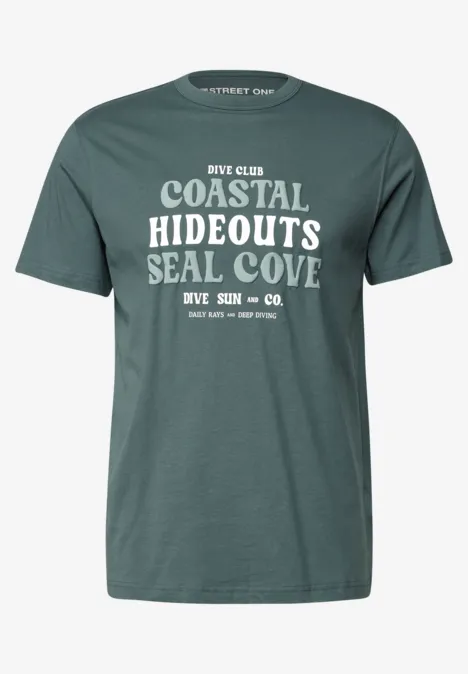 Shirt van katoen met tekst teal green