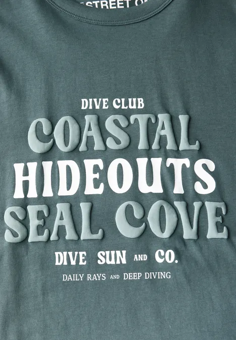 Shirt van katoen met tekst teal green