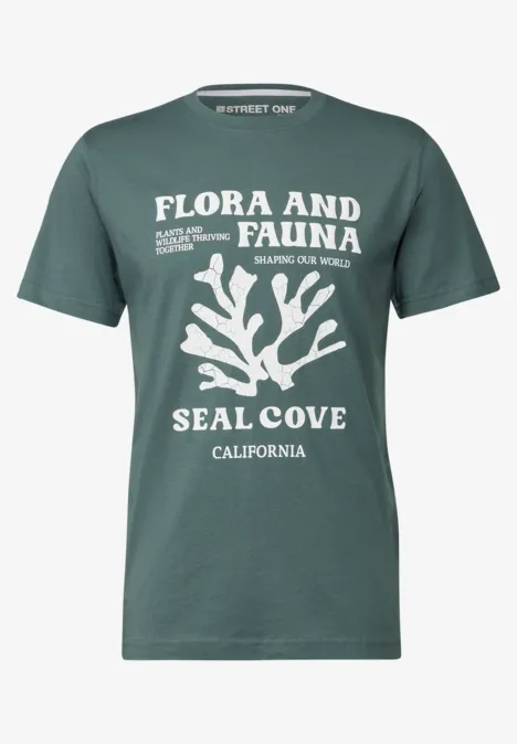 Shirt met maritieme print teal green