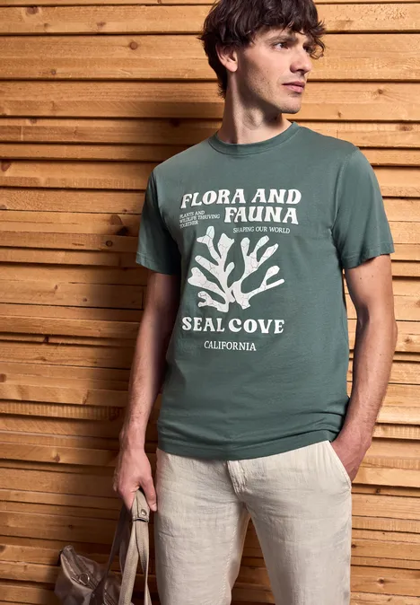 Shirt met maritieme print teal green