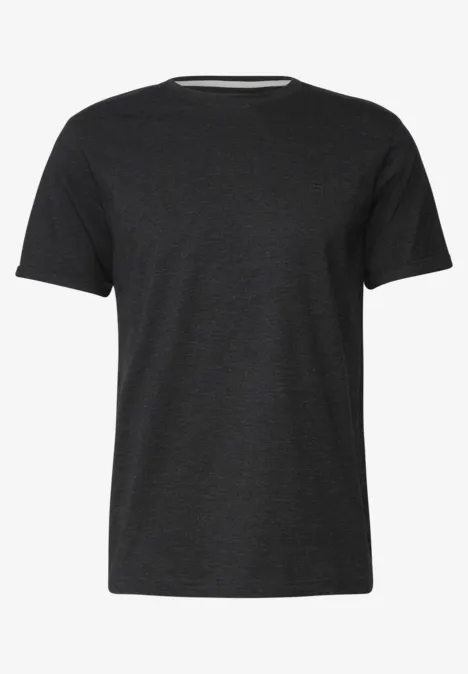 Shirt met ronde hals en omslag Black