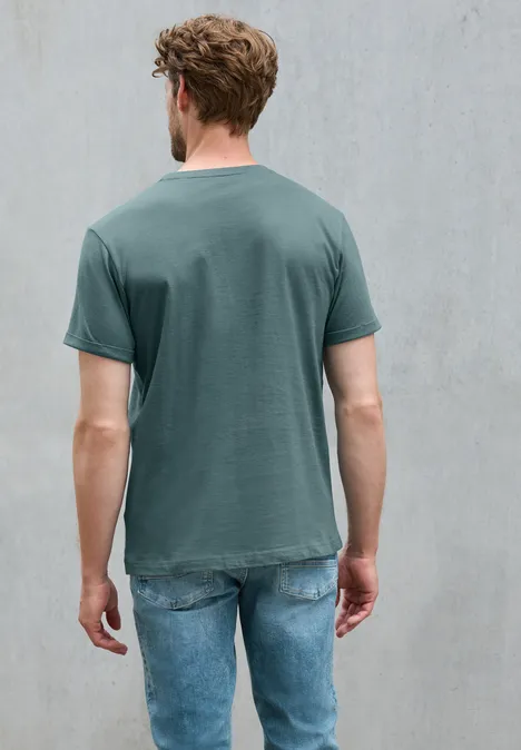Shirt met ronde hals en omslag teal green