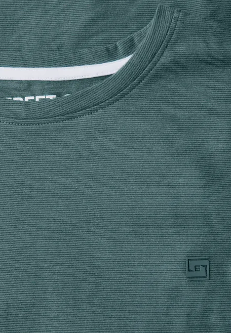 Shirt met ronde hals en omslag teal green