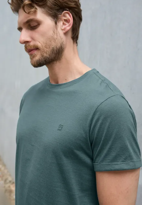 Shirt met ronde hals en omslag teal green