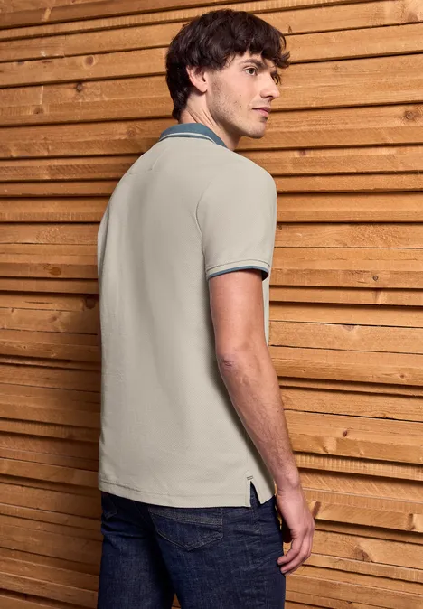 Poloshirt met structuur basic beige