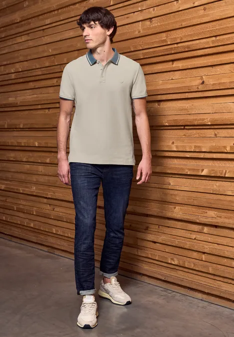 Poloshirt met structuur basic beige