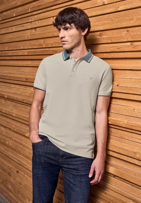 Poloshirt met structuur basic beige