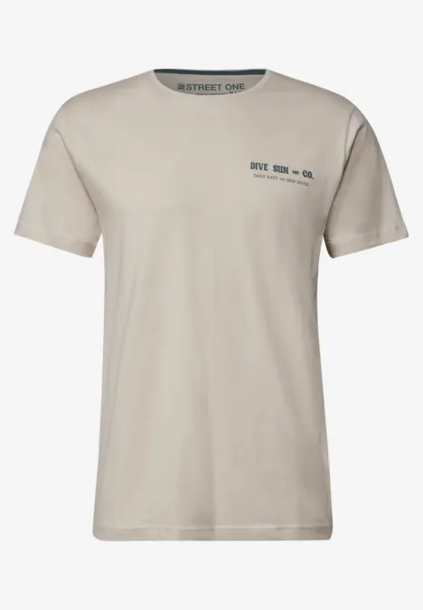 Shirt met tekstdetail basic beige