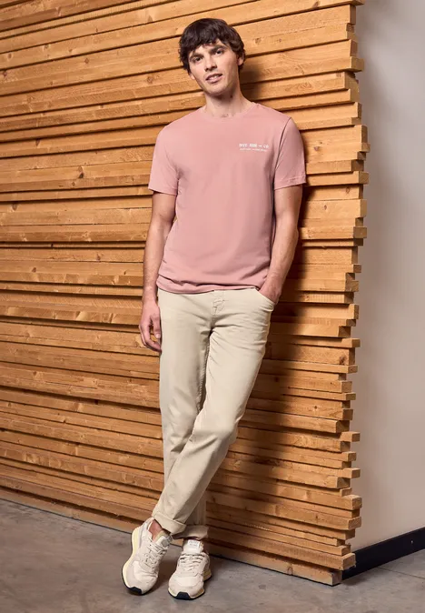 Shirt met tekstdetail pastel peach