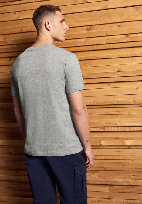 Shirt met borstprint cloud grey melange