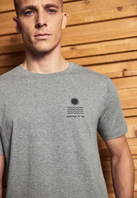 Shirt met borstprint cloud grey melange