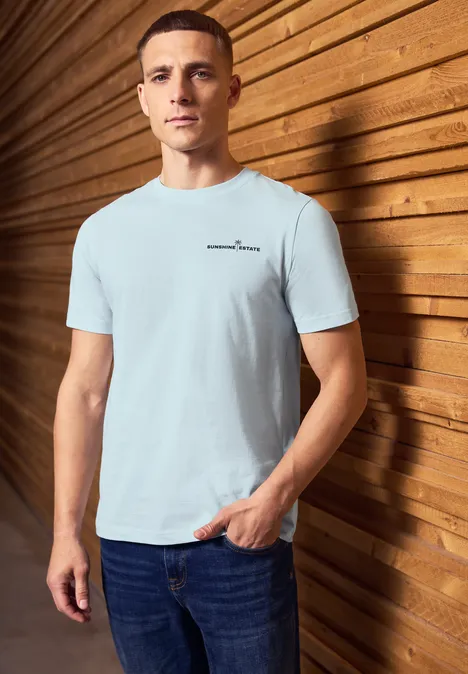 Shirt met borstprint lagoon blue