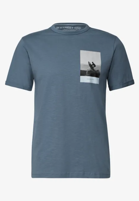 Shirt met print dusty blue