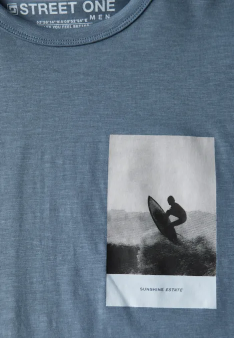 Shirt met print dusty blue
