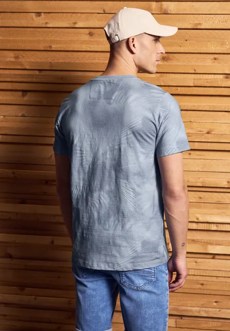 Gedessineerd crewneck shirt dusty blue