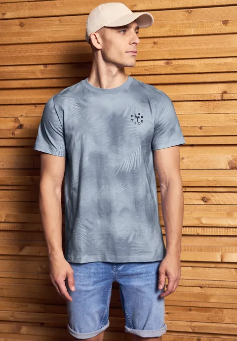 Gedessineerd crewneck shirt dusty blue